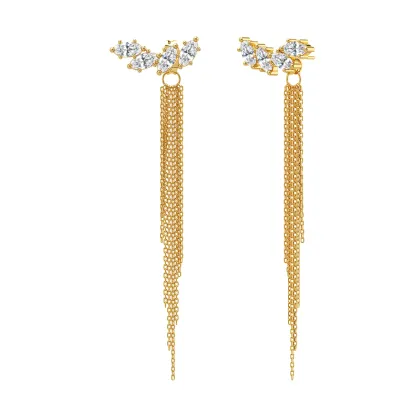 14K Gold Plated Long Tassel Earrings for Women