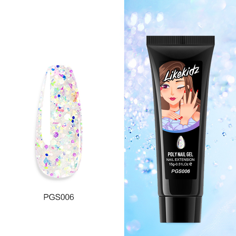 Clear Glitter Poly Nail Gel