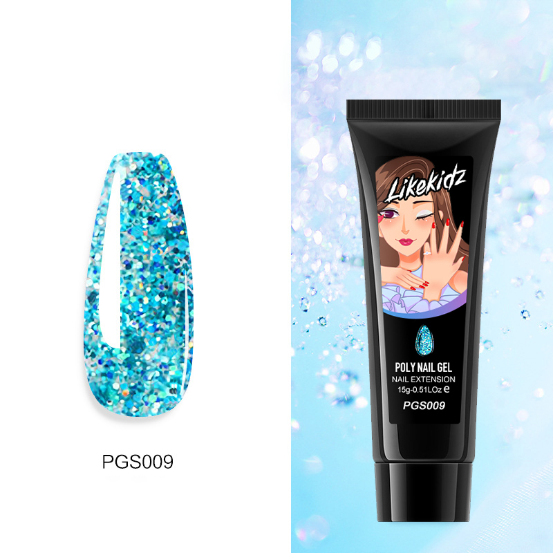 Nile Blue Glitter Poly Nail Gel