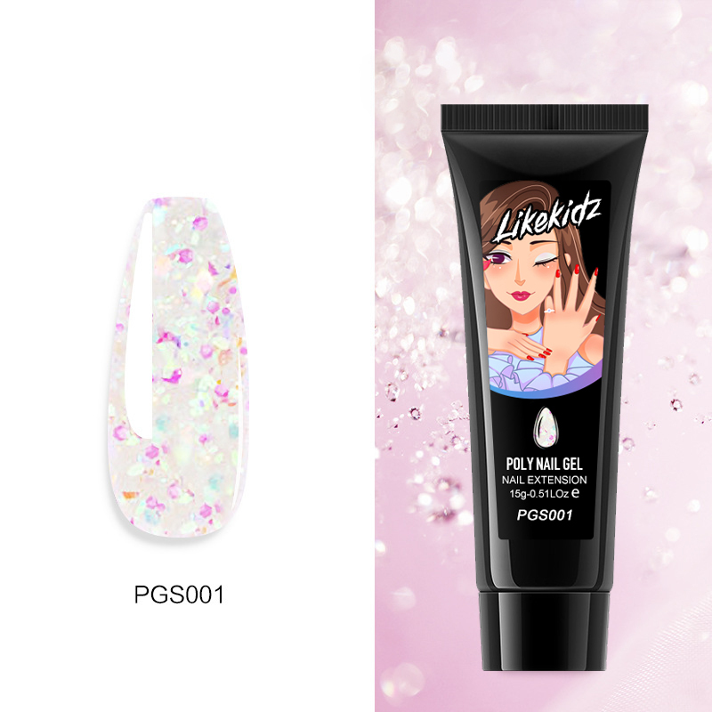 Temperature Color Changing Shining Pink Glitter Poly Nail Gel