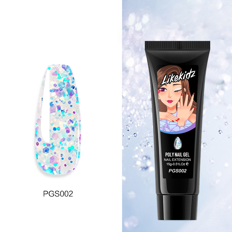 Blue Platinum Glitter Poly Nail Gel