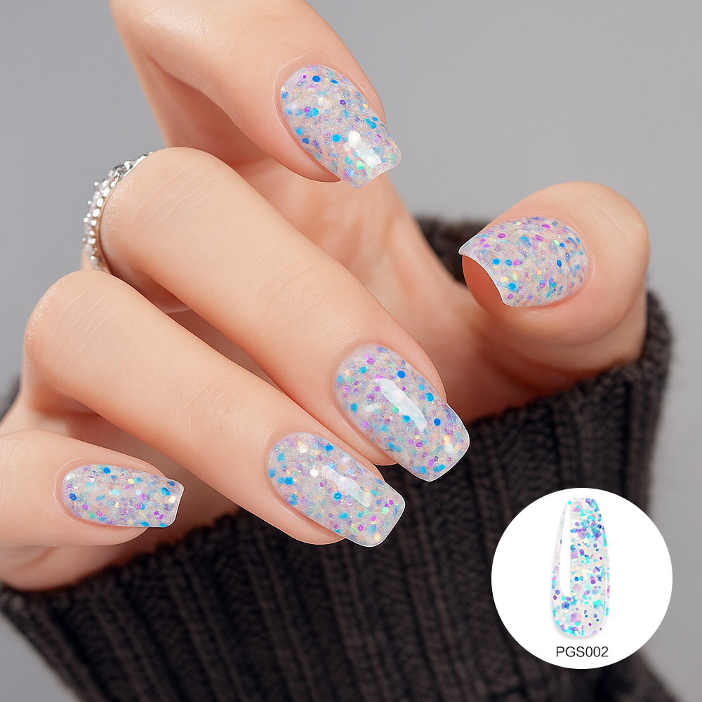 Blue Platinum Glitter Poly Nail Gel