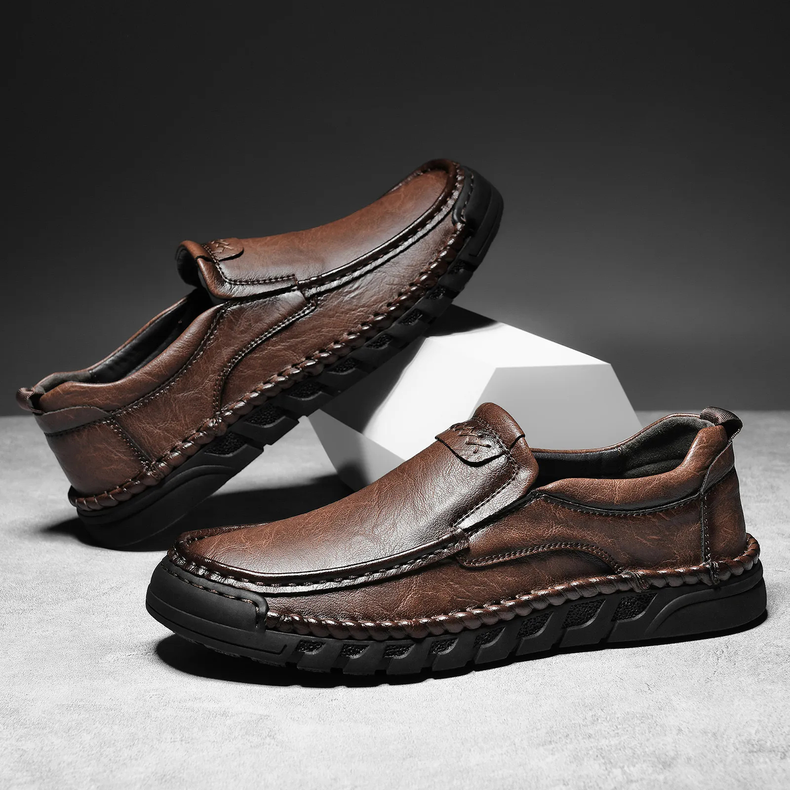 ⏰Last Day! 50% OFF 🔥Men's Handmade Leather Loafers with Arch Support & Wide Toe Box