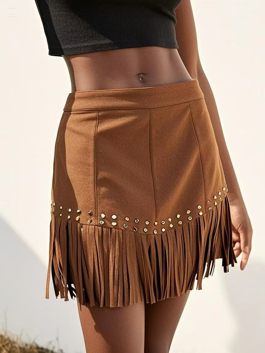 Women's Tassel Studded Mini Skirt