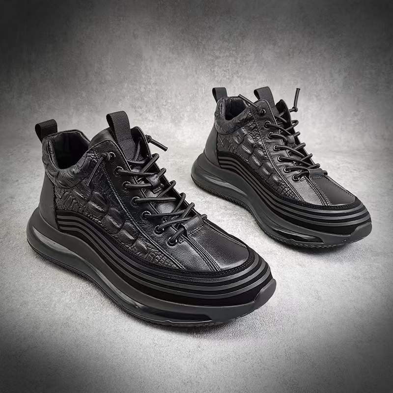 Men's Crocodile Print Height Lifting Non-Slip Casual Sneakers