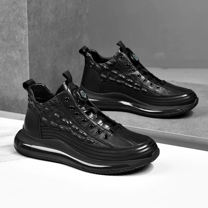 Men's Crocodile Print Height Lifting Non-Slip Casual Sneakers