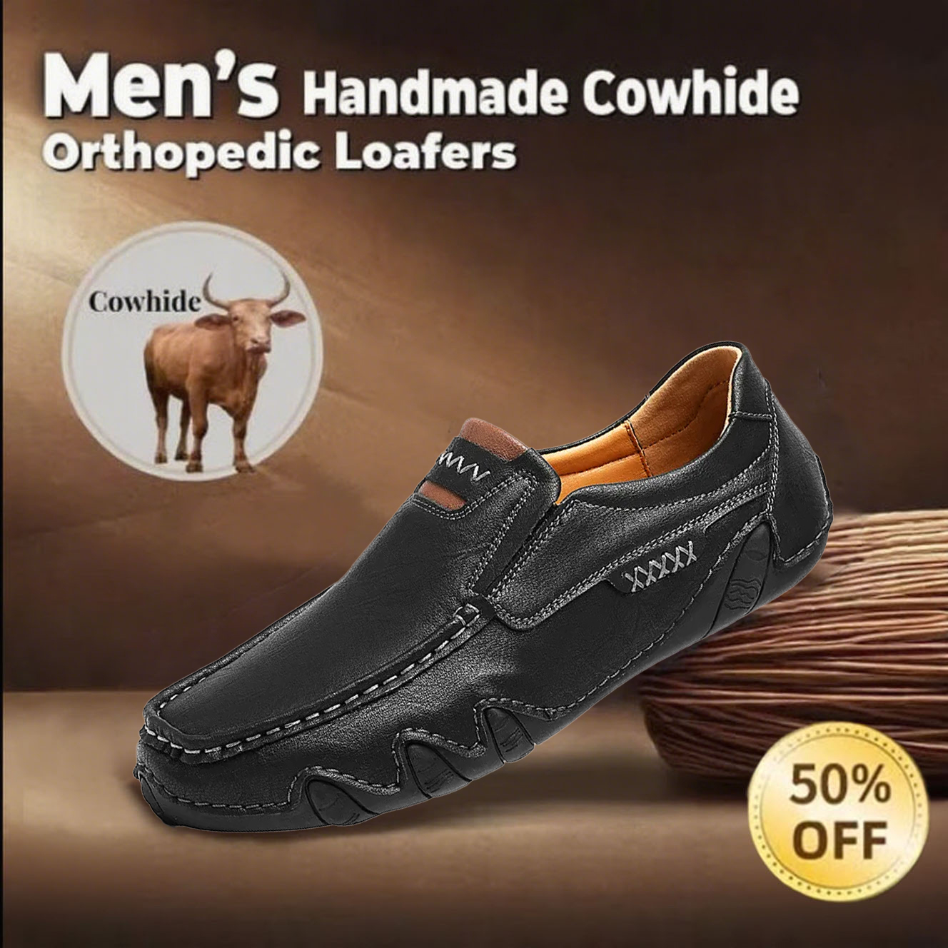 ⏰Last Day! 69% OFF 🔥Men's Genuine Leather Orthopedic Waterproof Loafers