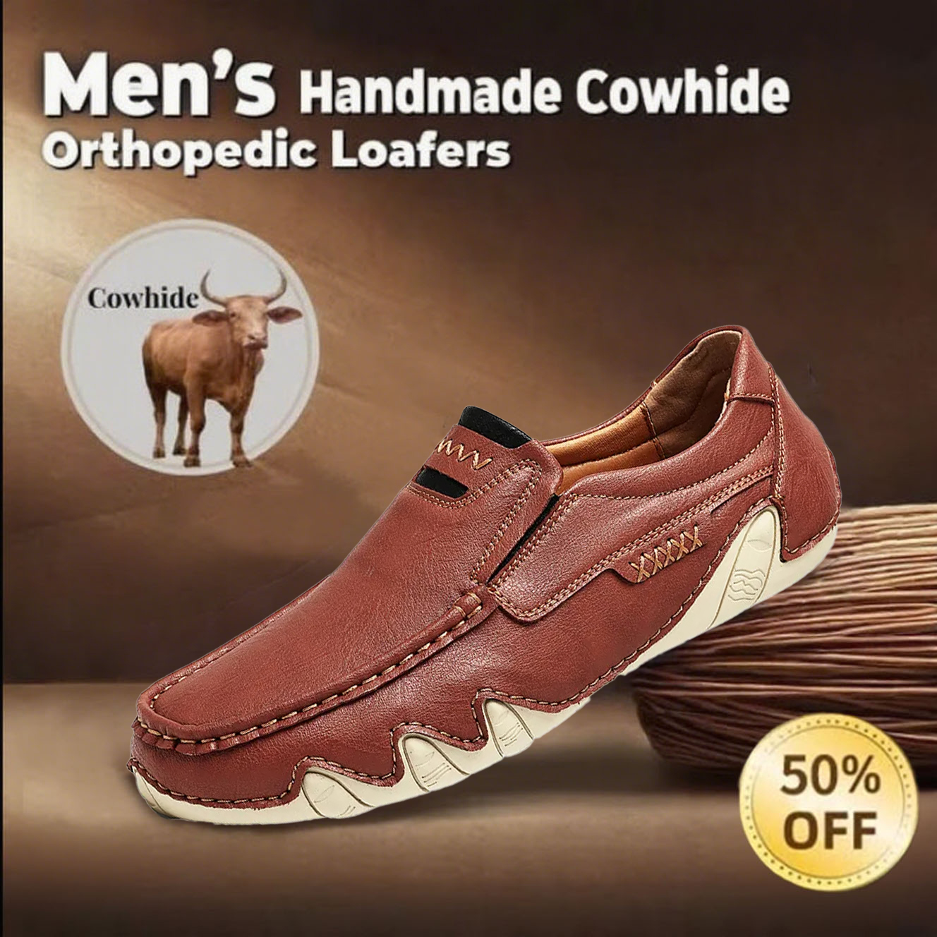 ⏰Last Day! 69% OFF 🔥Men's Genuine Leather Orthopedic Waterproof Loafers