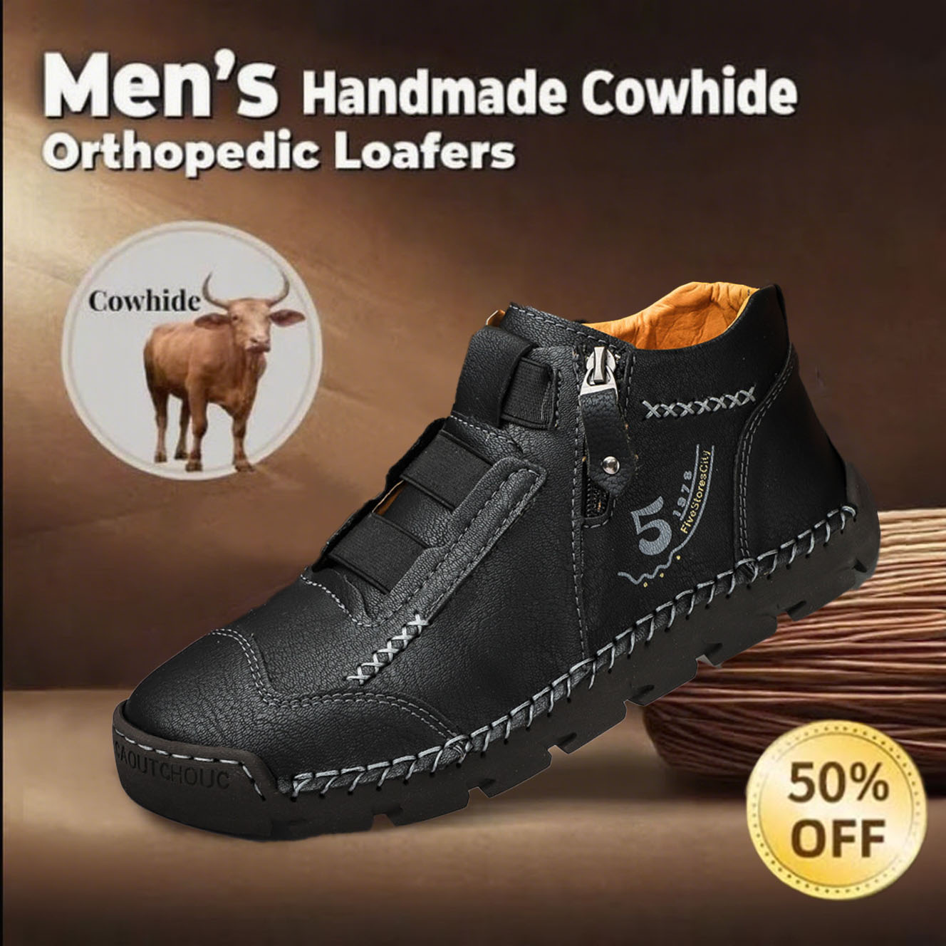 🔥Today 70% off🔥Men's genuine leather waterproof non-slip fashionable orthopedic shoes