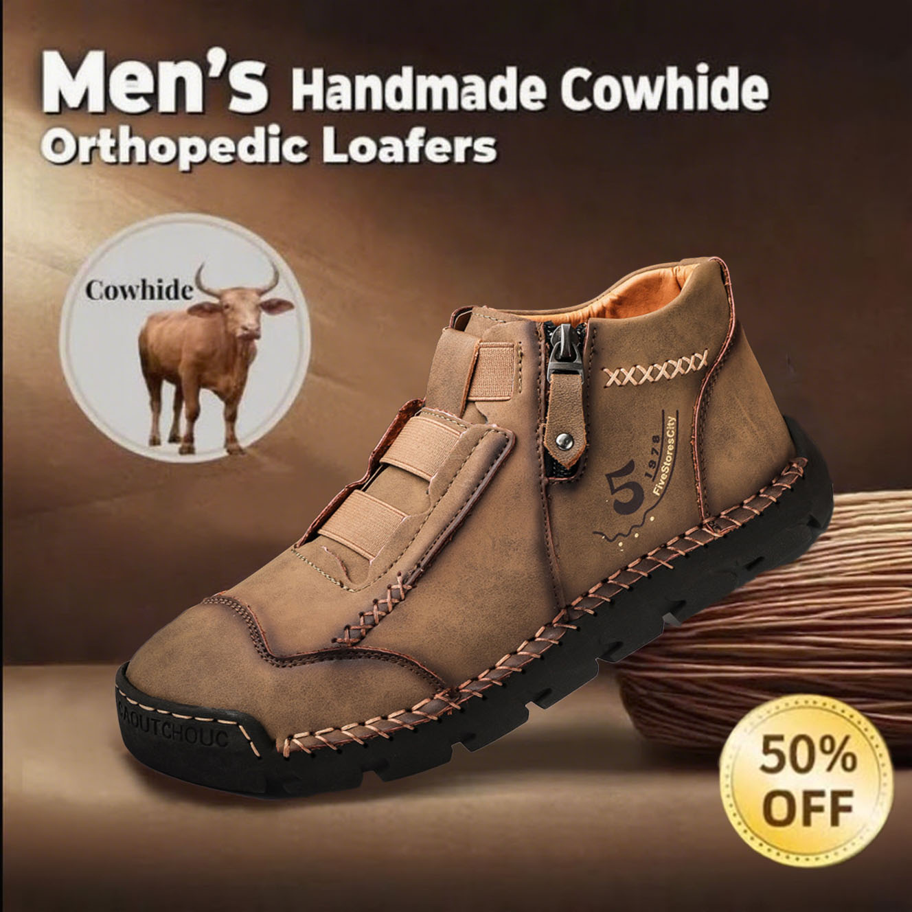 🔥Today 70% off🔥Men's genuine leather waterproof non-slip fashionable orthopedic shoes