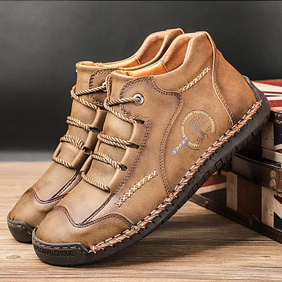 Men's Stylish Casual Comfy Soft Sole waterproof non-slip Leather Ankle Boots