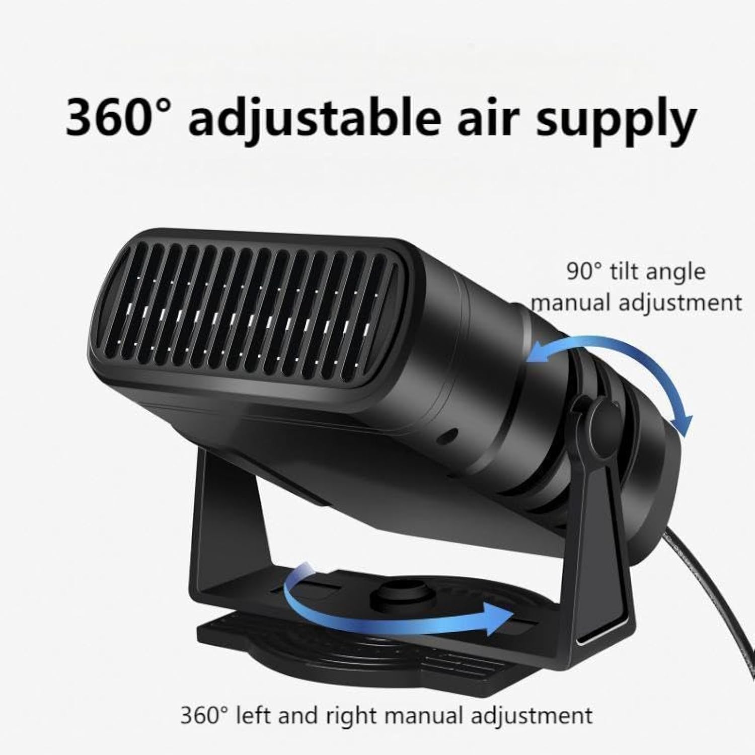 Portable Car Heater for Toyota Land Cruiser HV 2024+, 360° Adjustable Dual Mode Warm Air Natural Wind Sturdy and Stable Windshield Defogger