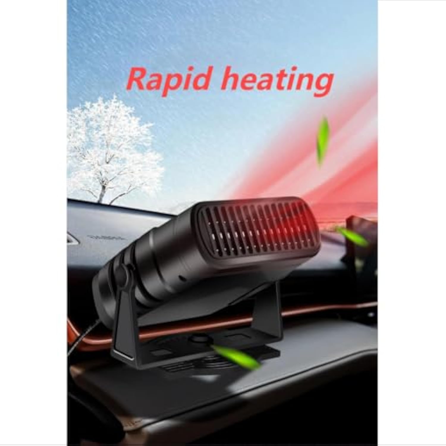 Portable Car Heater for Toyota Land Cruiser HV 2024+, 360° Adjustable Dual Mode Warm Air Natural Wind Sturdy and Stable Windshield Defogger