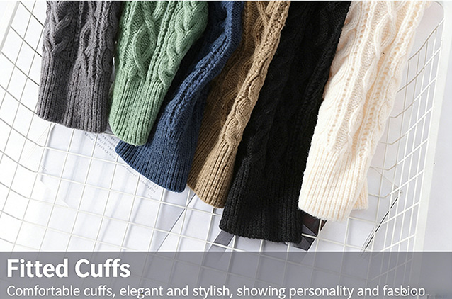 Men's and women's autumn and winter round neck fleece-lined solid color knitted sweaters