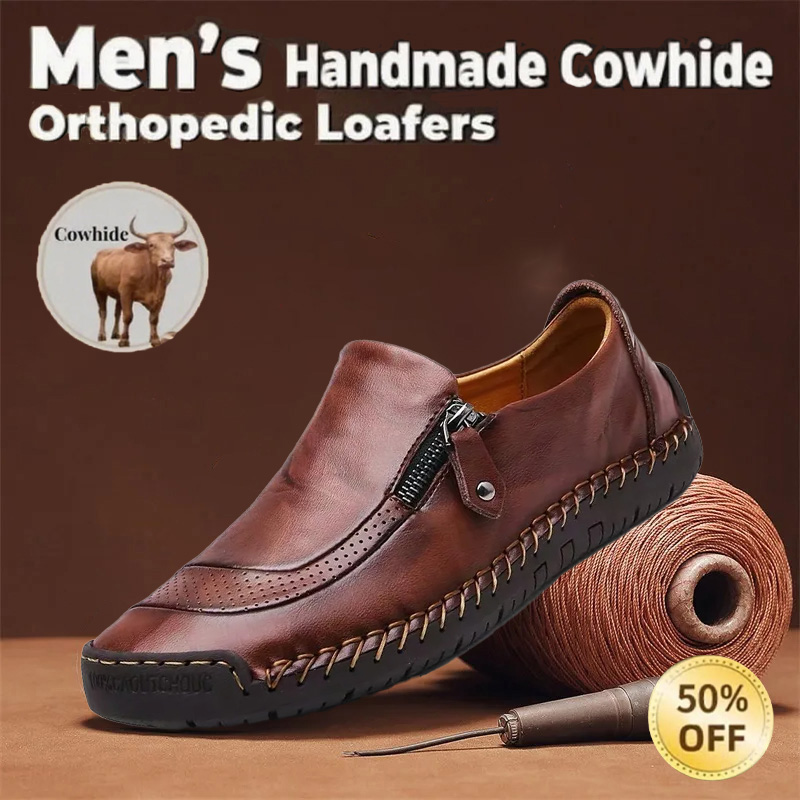 ⏰ 70% off - Newest Mens Waterproof Handmade Side Zipper Casual Comfy Leather Slip On Loafers