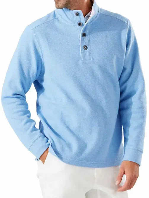 Men's Fashion Casual Vintage Stand Collar Button Down Long Sleeve Polo Shirt