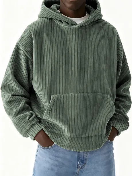 Men's Basic Casual Corduroy Hoodie