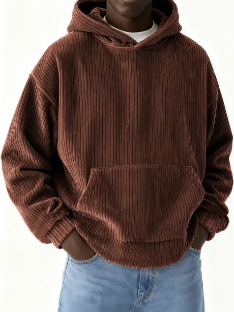 Men's Basic Casual Corduroy Hoodie