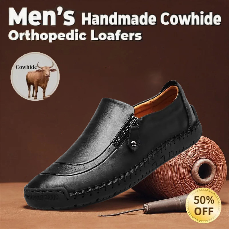 ⏰ 70% off - Newest Mens Waterproof Handmade Side Zipper Casual Comfy Leather Slip On Loafers