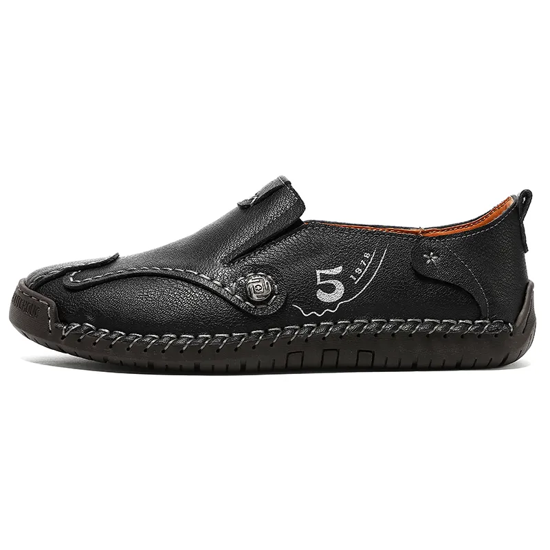 Men’s Leather Slip-On Loafers – Comfortable, Breathable & Supportive Driving Shoes with Grippy Sole for Daily Wear