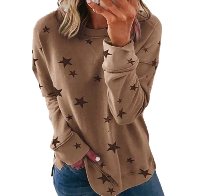 Women's Loose Oversized Urban Leisure Long Sleeves T-shirt Printed Sweater