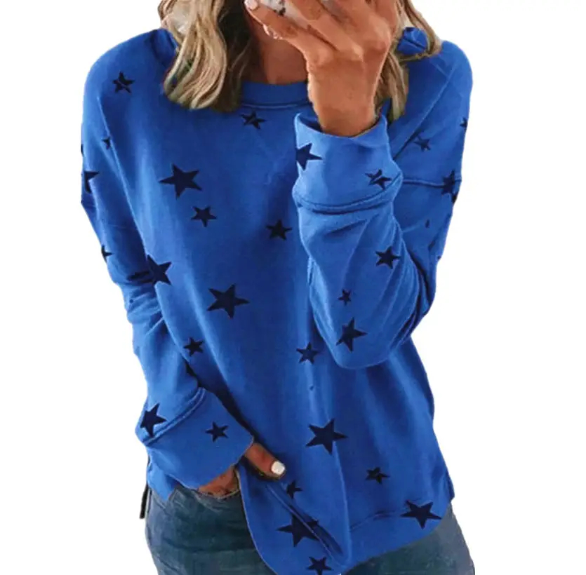 Women's Loose Oversized Urban Leisure Long Sleeves T-shirt Printed Sweater
