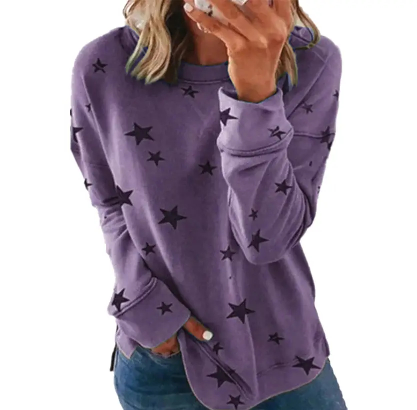 Women's Loose Oversized Urban Leisure Long Sleeves T-shirt Printed Sweater
