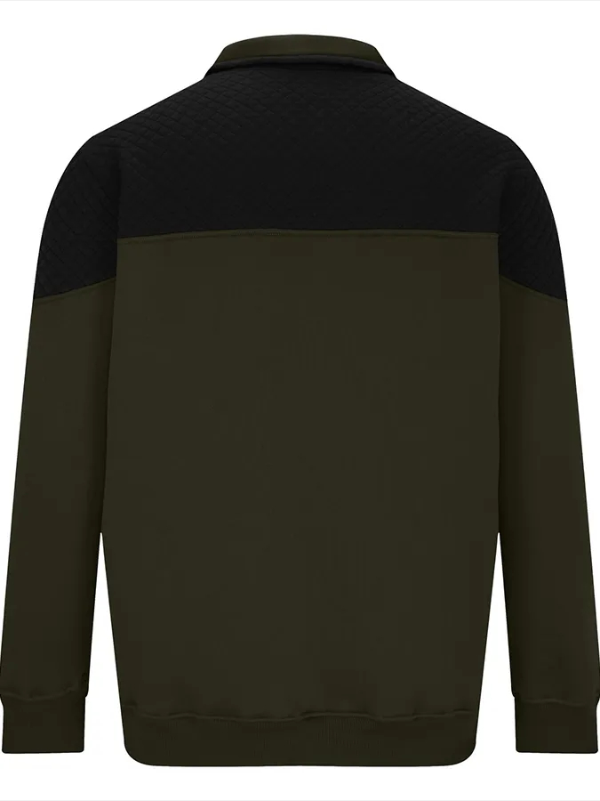 Men's Fashionable Color Block Half Zip Outdoor Casual Sweatshirt