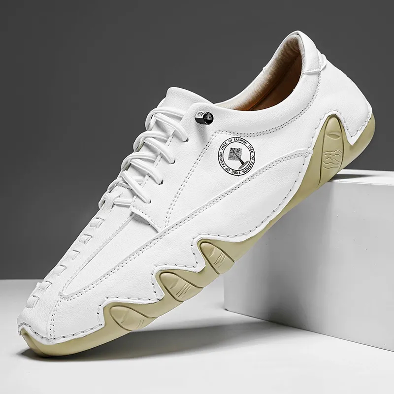 Men’s Handmade Premium Cowhide Leather Lace-Up Dress Shoes with Arch Support, Breathable for Summer Walking & Driving