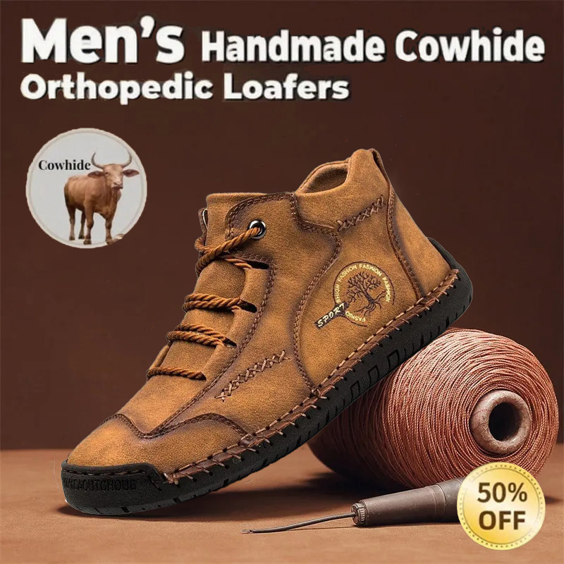 ⏰Limited Time Deal – 50% Off! Men's Vintage Hand - Stitched Comfortable Soft Leather Shoes