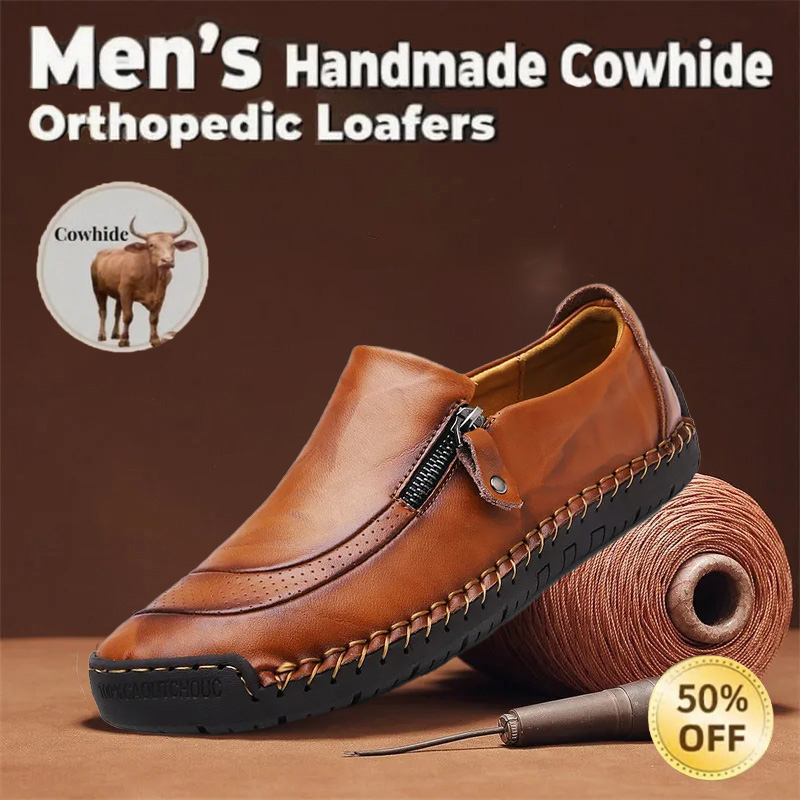 ⏰ 70% off - Newest Mens Waterproof Handmade Side Zipper Casual Comfy Leather Slip On Loafers