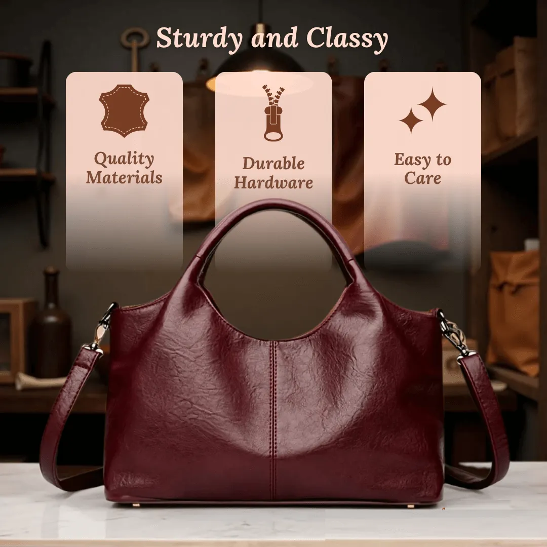 Crescent-Shaped Soft Leather Elegant Commuter Shoulder Bag