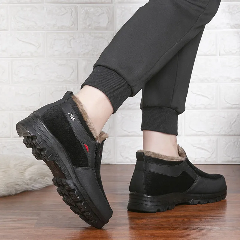 Men's Winter Fleece Waterproof Warm Non-Slip Orthopedic Shoes Snow Ankle Boots (Medical Certification)
