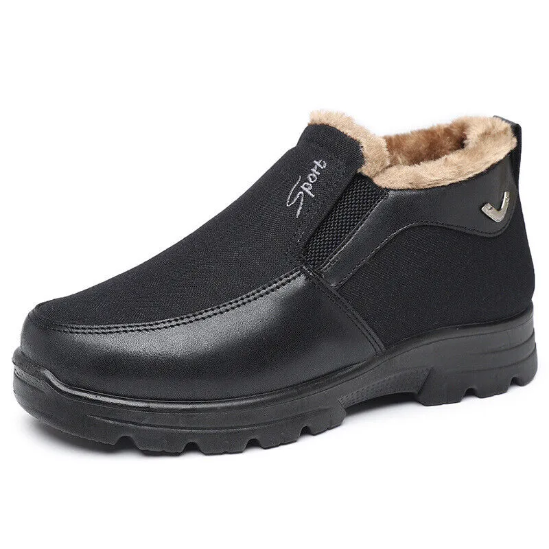 Men's Winter Fleece Waterproof Warm Non-Slip Orthopedic Shoes Snow Ankle Boots (Medical Certification)
