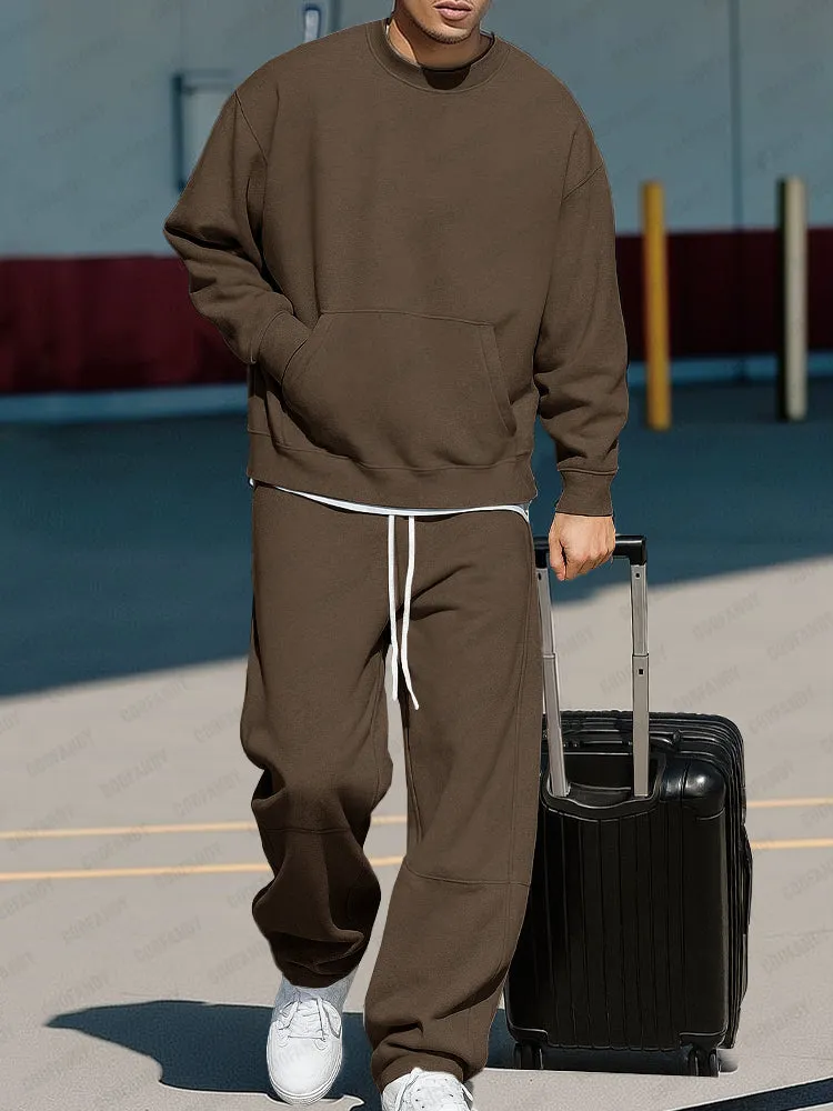Versatile Relaxed Fit Sweatshirt Pants Set