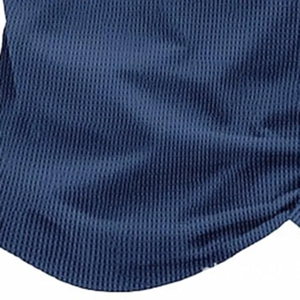 Men's Long Sleeve Waffle Polo Shirt Quarter