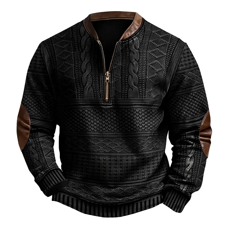 Men’s Western-Style Wool Half-Zip Pullover