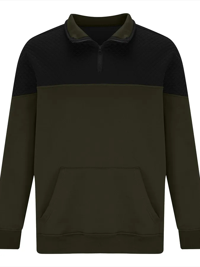 Men's Fashionable Color Block Half Zip Outdoor Casual Sweatshirt