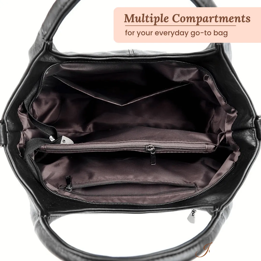 Crescent-Shaped Soft Leather Elegant Commuter Shoulder Bag