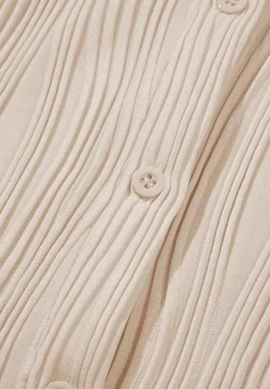 Women's Texture Collared Neck Button Down Long Sleeve Shirt