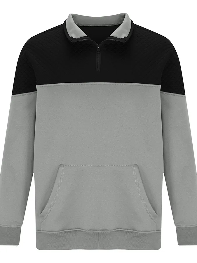 Men's Fashionable Color Block Half Zip Outdoor Casual Sweatshirt