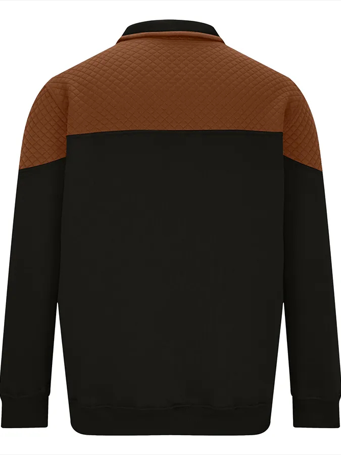 Men's Fashionable Color Block Half Zip Outdoor Casual Sweatshirt