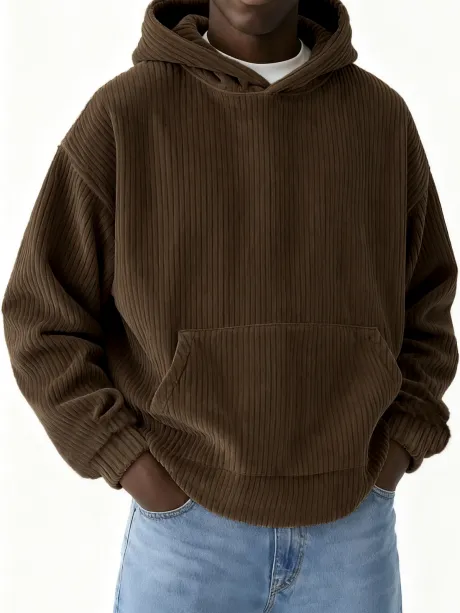 Men's Basic Casual Corduroy Hoodie