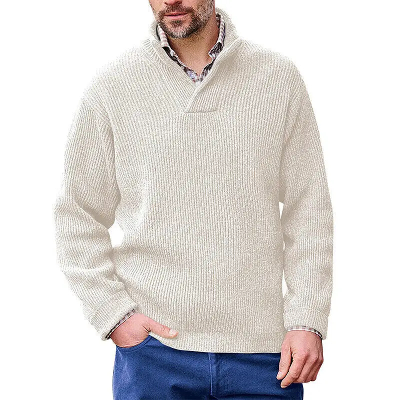 Men's knit jumper V-neck solid color sweater men's sweater