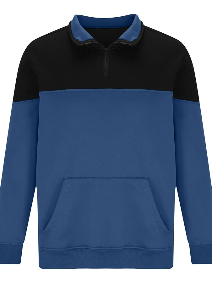 Men's Fashionable Color Block Half Zip Outdoor Casual Sweatshirt