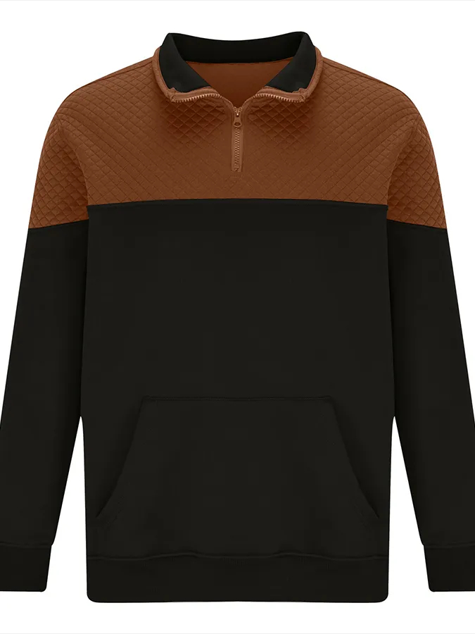 Men's Fashionable Color Block Half Zip Outdoor Casual Sweatshirt