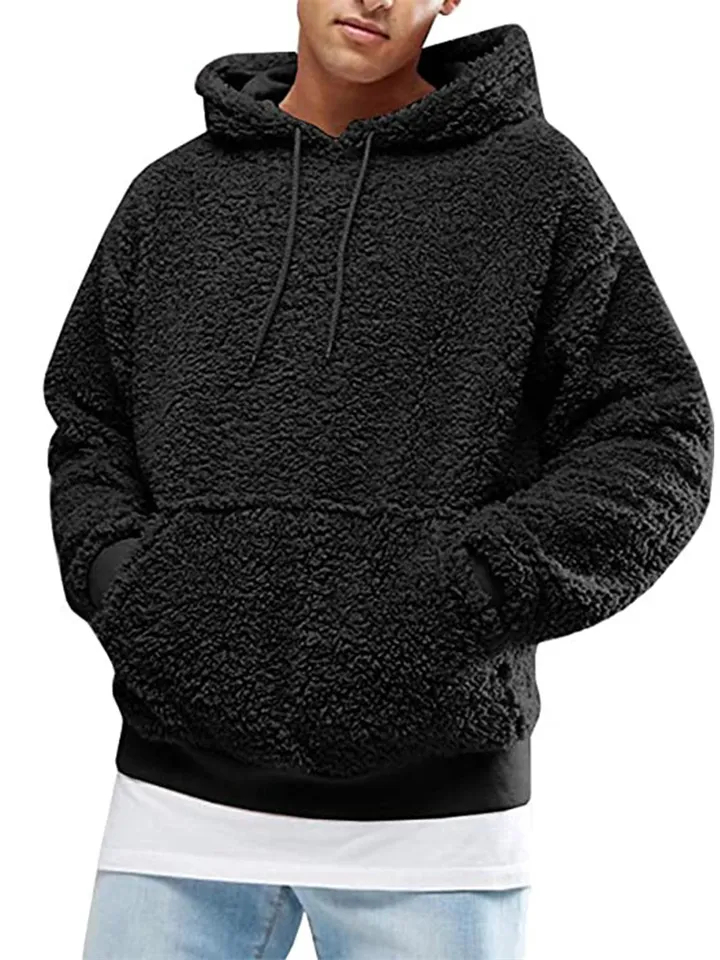 Autumn and Winter Men's Plush Velvet Padded Hooded Men's Sweater