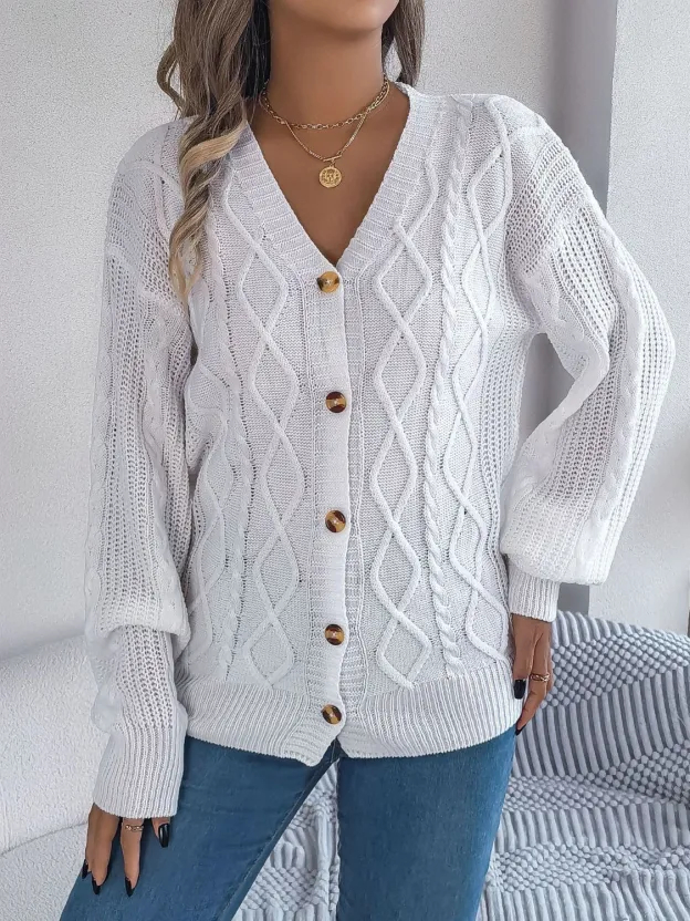 Women's Cable-Knit Long Sleeve Cardigan