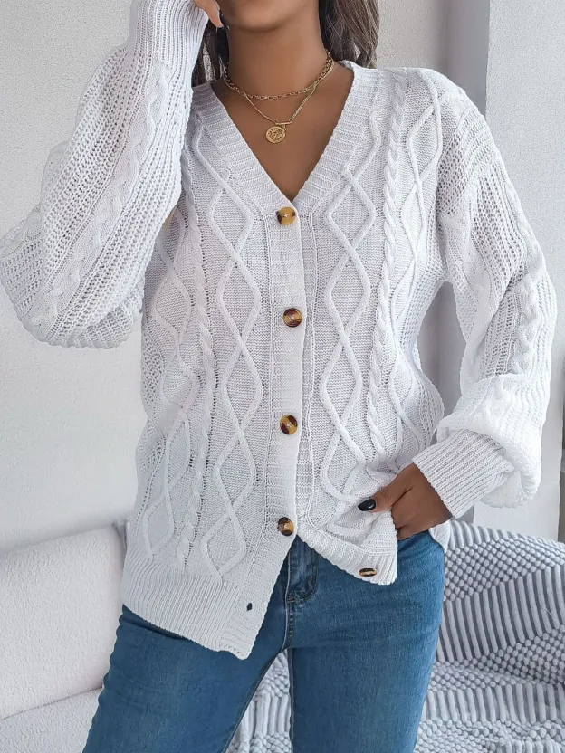 Women's Cable-Knit Long Sleeve Cardigan