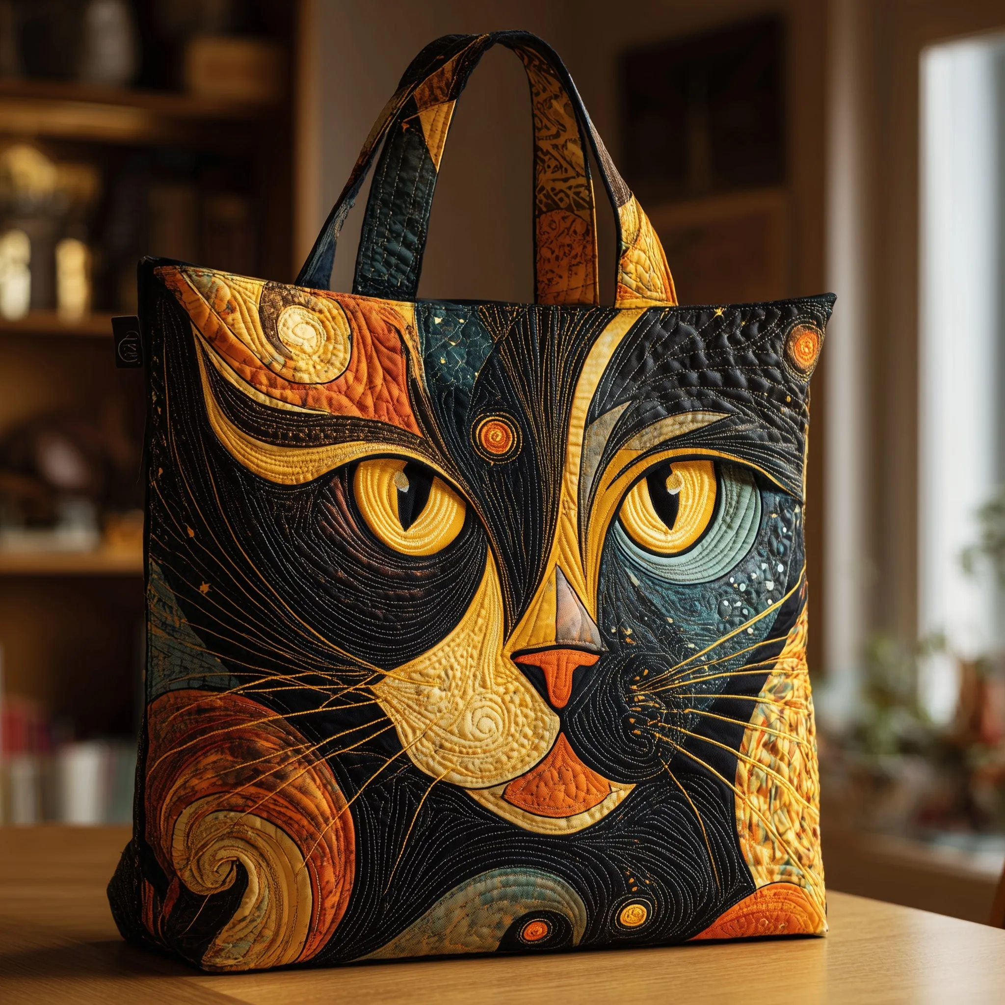 Cat Quilted Tote Bag 